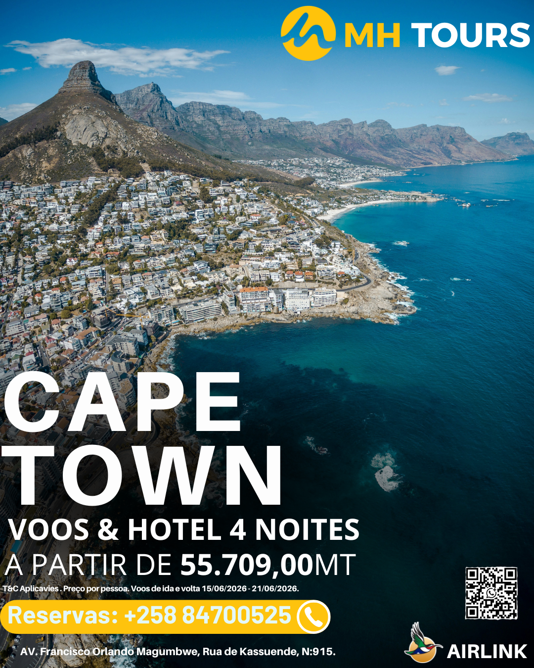Pacote Cape Town - voos e hotel 4 noites